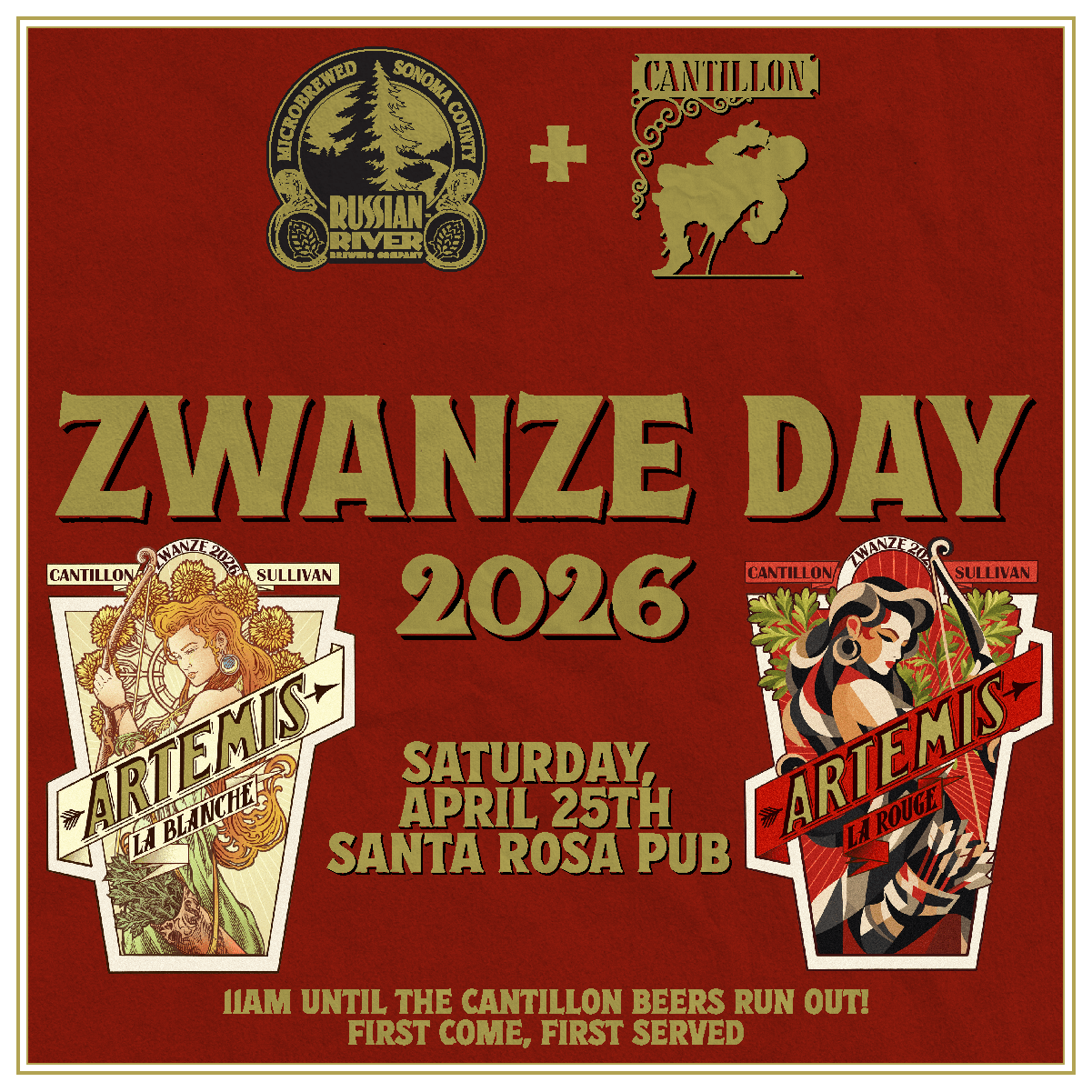 Artwork for Zwanze Day 2026 featuring the two different beer labels.