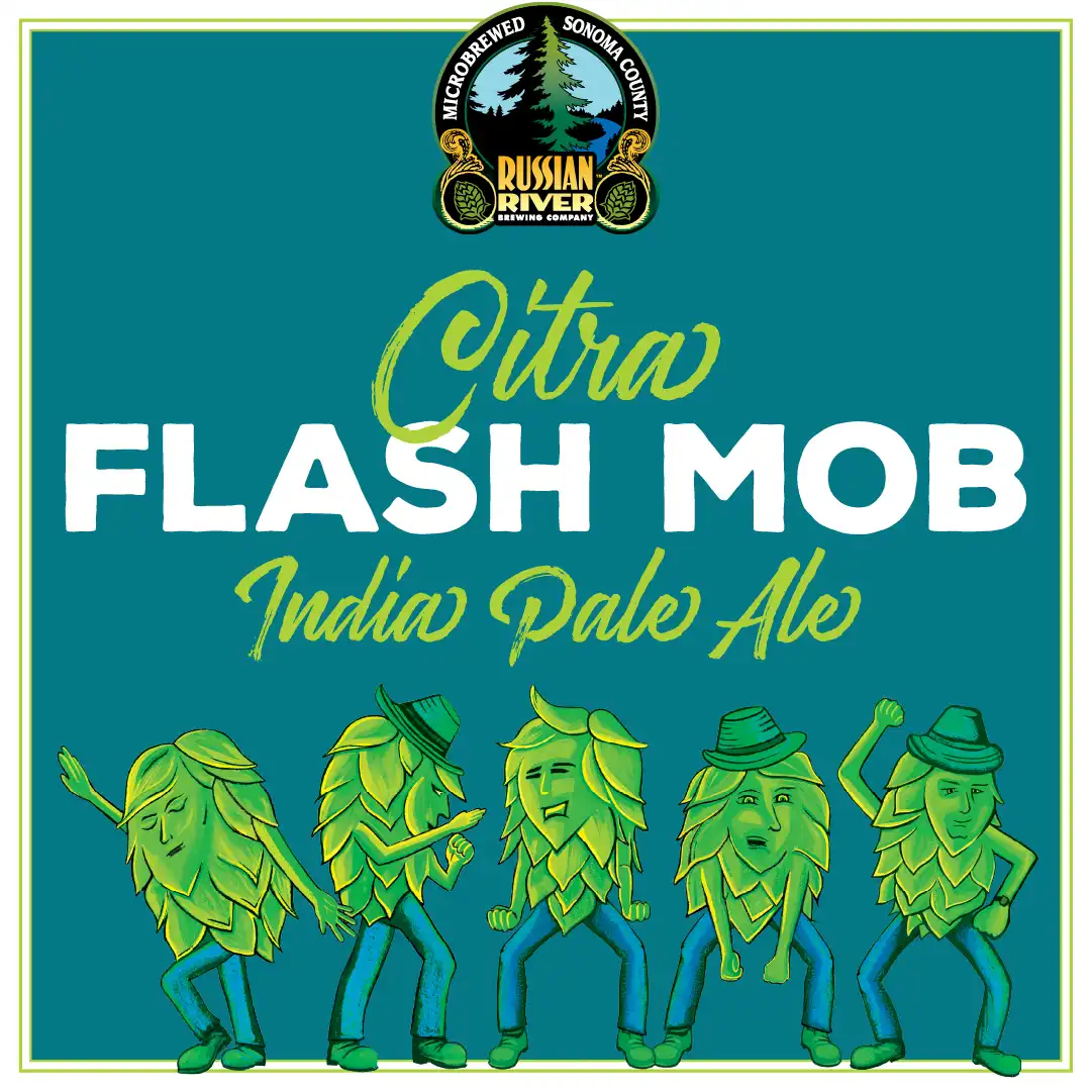 Citra Flash Mob India Pale Ale logo with image of dancing humanoid hop.