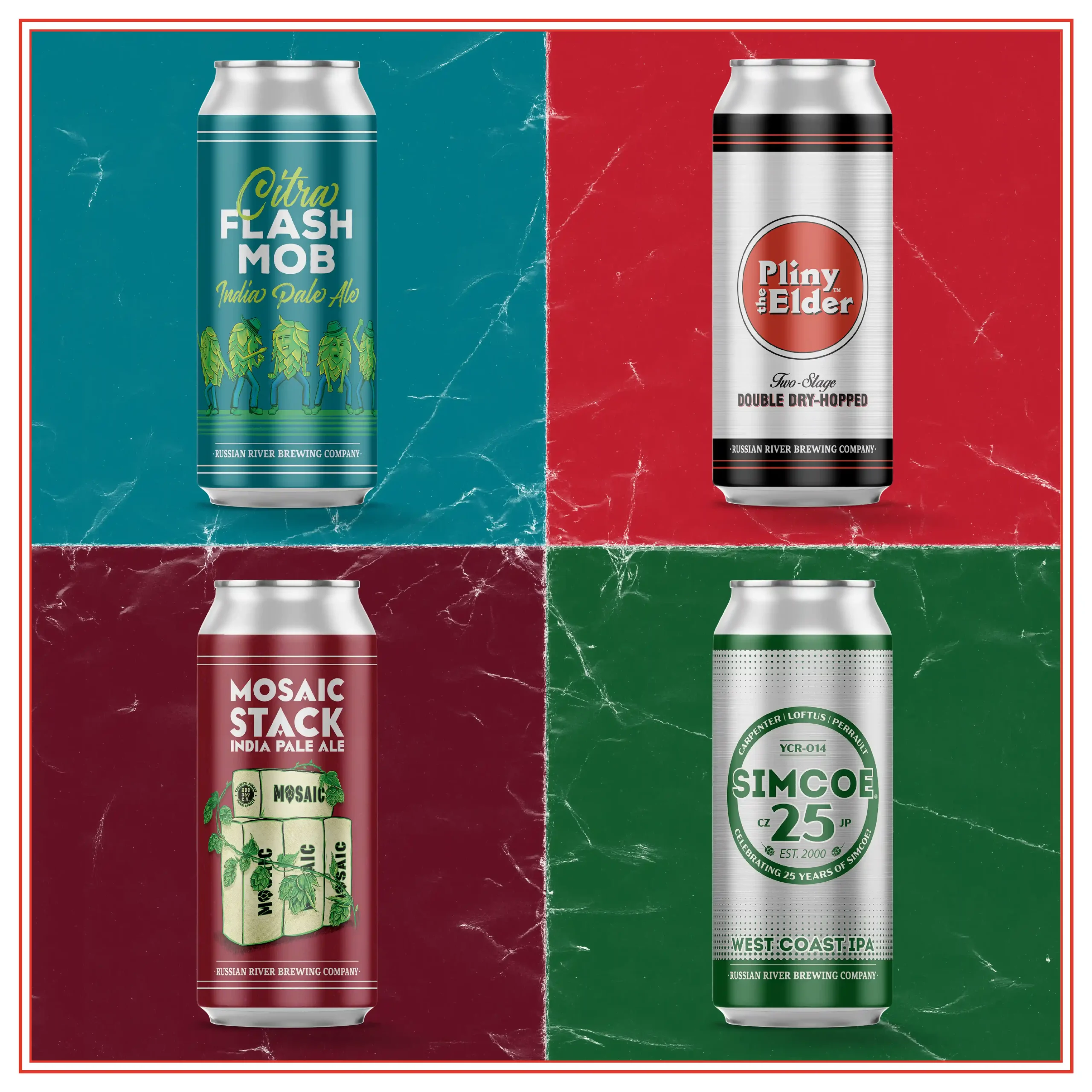 Cans of Citra Flash Mob, DDH Pliny the Elder, Mosaic Stack, and Simcoe 25